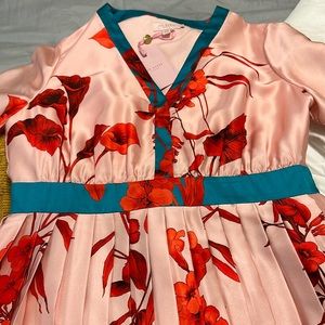 Ted Baker London Pink and Red Floral Long Sleeve Dress